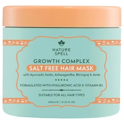 Afbeelding van Nature Spell Groeicomplex zoutvrij haarmasker 400ml doordrenkt met ayurvedische kruiden stimuleert een gezonde haargroei geschikt voor alle haartypes 100% veganistisch Made in the UK