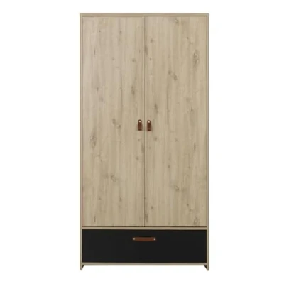 Afbeelding van Gami Kledingkast Arthus 2 Deurs Zwart 17,00cm x 93,00cm 158,00cm