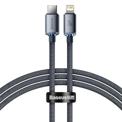 Afbeelding van Baseus Crystal Series USB C naar Apple Lightning Kabel 20W 1.2M Zwart