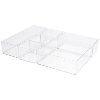 Afbeelding van Make up organizer voor in de la 6 vaks en haaraccessoires ladeverdeling van 30 x 22,5 5 cm