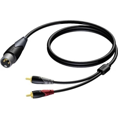 Afbeelding van XLR naar Tulp kabel (m/m) Procab 1.5 meter (Gebalanceerd, Stereo, 100% koper)