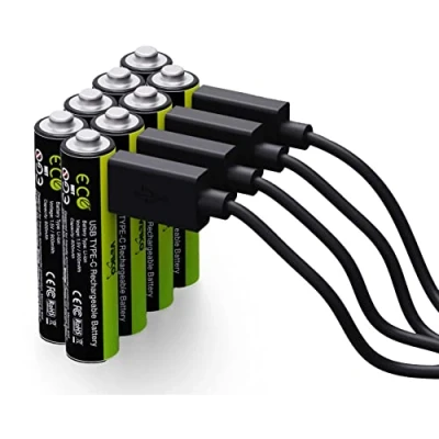 Afbeelding van VERICO LoopEnergy AAA 900 oplaadbare USB C batterij 1,5V 900mWh (600mAh) Li Ion, snel opladen via aansluiting in ca. 2 uur, 8 pack AAA, 1 kabel A naar 4 x