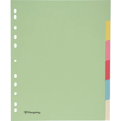 Afbeelding van Pergamy Tabbladen Ft A4 Maxi, 11 gaatsperforatie, Karton, Geassorteerde Pastelkleuren, 6 Tabs