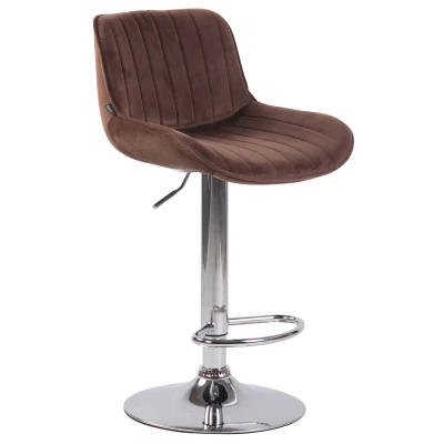 Afbeelding van Barkruk Mandal Velvet Chrome frame Bruin