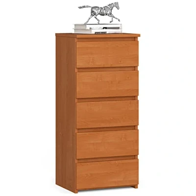 Afbeelding van AKORD dressoir met 5 laden, rolladen, ladekast, kledingkast, plank, robuust, universeel design, elzenhout