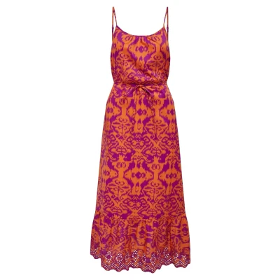 Afbeelding van ONLY maxi jurk met all over print oranje/ paars