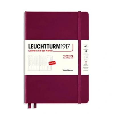 Afbeelding van LEUCHTTURM1917 365987 weekplanner medium (A5) 2023, 12 maanden, portrood, Engels