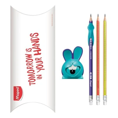 Afbeelding van MAPED Schrijfset Croc Lapin puntenslijper + 1 grafietpotlood met haaienvingergeleiding 2 Kidy Learn potloden