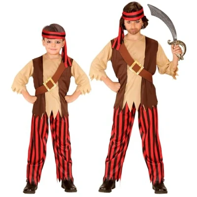 Afbeelding van Widmann Piraat &amp; Viking Kostuum Bukanero Rood, Bruin Maat 116 Carnavalskleding Verkleedkleding