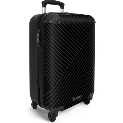 Afbeelding van NoBoringSuitcases.com® Handbagage koffer lichtgewicht Reiskoffer trolley Zwart met abstracte lijnen Rolkoffer wieltjes Past binnen 55x40x20 en 55x35x25