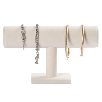 Afbeelding van Pangkeep armband houder, organisator display stand, beige fluwelen T sieraden stand te koop