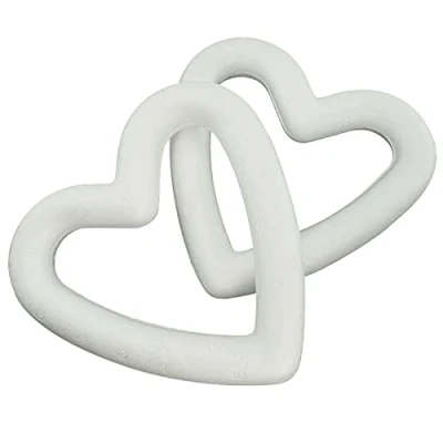 Afbeelding van MCE Commerce A370152 piepschuim hart open 15 cm 2 stuks om te knutselen en decoreren, wit