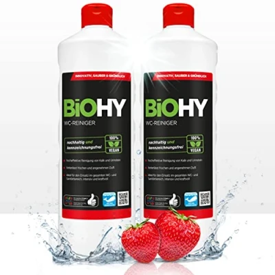 Afbeelding van BiOHY WC Reiniger (2 x 1l Fles) EXTRA STRONG Profi bio concentraat Viskeuze reinigingsgel Ideaal tegen urinesteen (WC Reiniger)