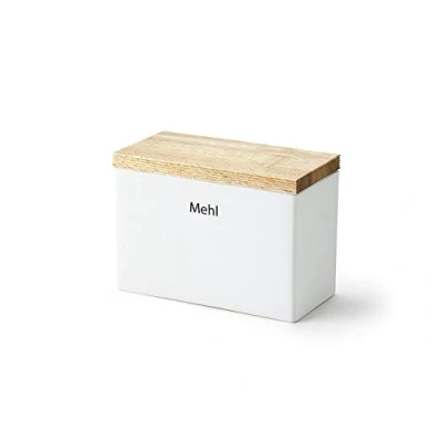 Afbeelding van Continenta Voorraaddoos &quot;meel&quot; van keramiek, met houten deksel en siliconen ring, 20 x 10 14,5 cm