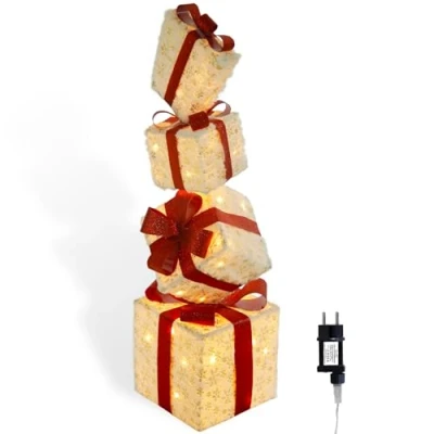 Afbeelding van CCLIFE CushHom Led geschenkdoos, 4 stuks, netstekker, kerstverlichting, kerstdecoratie, kerstversiering