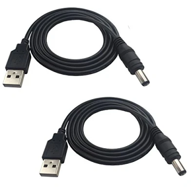Afbeelding van DZYDZR 2 stuks 5 V USB naar DC stroomkabel A 2,5 mm/5,5 mm adapterkabel 1 m zwart