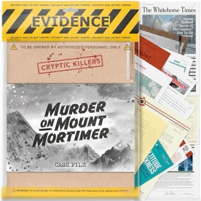 Afbeelding van Cryptic Killers Onopgelost moordmysteriespel Cold Case Files Investigation Detective Evidence &amp; Crime File individuen, date nights party games Murder on Mount Mortimer