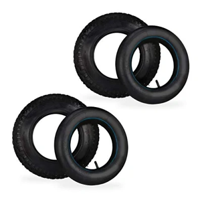 Afbeelding van Relaxdays kruiwagenband met binnenband, 2 stuks, reserveband, 3.50 8&quot;, luchtband, voor kruiwagens, tot 154 kg, zwart