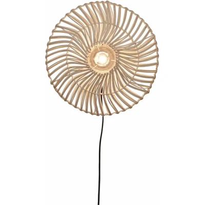 Afbeelding van Good&amp;Mojo Wandlamp Zanzibar Rotan Plat Small Wit 40x40x12cm