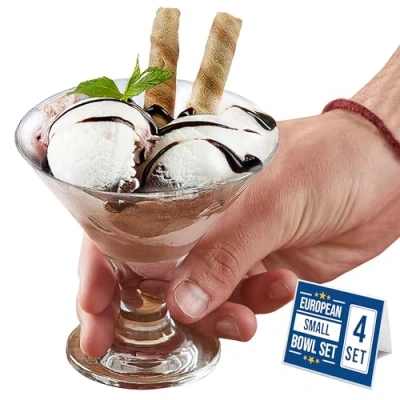 Afbeelding van Crystalia Elegante Stampt Glas Dessert Gerechten Set 4, 185ml Loodvrije Garnalen Cocktail Cups Glazen, Voet Ijs Kommen Zoete