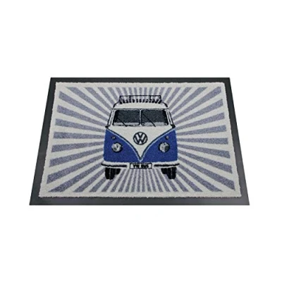 Afbeelding van BRISA VW Collection Volkswagen T1 Bus Transporter Deurmat, 70x50cm Samba Strepen/Blauw