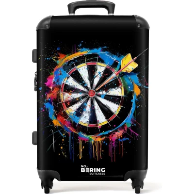 Afbeelding van NoBoringSuitcases.com® Koffer groot Rolkoffer lichtgewicht Dartbord met graffiti Reiskoffer 4 wielen Grote trolley XL 20 kg bagage