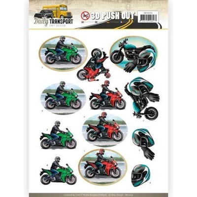 Afbeelding van Motor Cycling Daily Transport 3D Push Out Amy Design