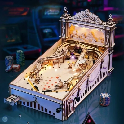 Afbeelding van Robotime ROKR 3D Pinball EG01 Houten Bouwpakket Miniatuur Flipperkast