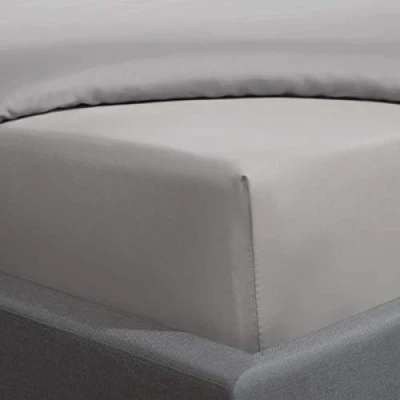 Afbeelding van Sleepdown Hoeslaken 100% katoensatijn Zacht Gezellig 16&quot; 40cm Extra Diep 300 Draadtelling Luxe Beddengoed Bedlaken Zilver Eenpersoons