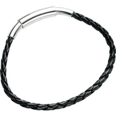 Afbeelding van Behave Gevlochten armbandje van imitatie leer met magneetsluiting