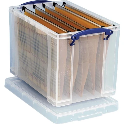 Afbeelding van Really Useful Box Opbergdoos 19 Liter Hangmappenkoffer Inclusief 10 Hangmappen, Transparant