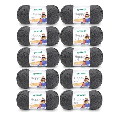 Afbeelding van Gründl Happy uni (brei en haakgaren met wolachtig karakter van 100% polyacryl, anti pilling, 100 g / 250 m, naalddikte: 4 5, 10 x g), antraciet