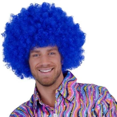 Afbeelding van Witbaard Pruik Super Afro Unisex Blauw One size
