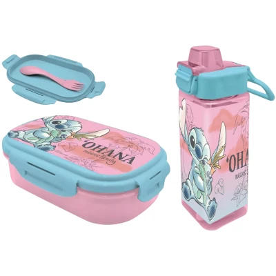 Afbeelding van Lilo &amp; Stitch Lunchset; Fles en Lunchbox met Bestek