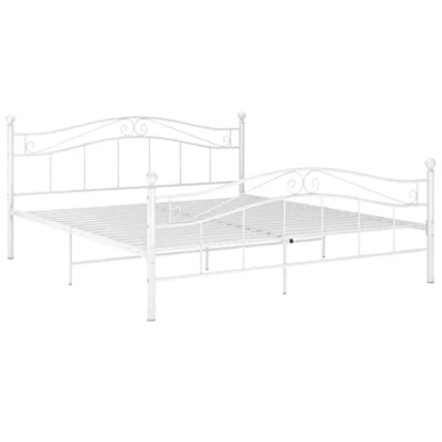 Afbeelding van vidaXL Bedframe metaal wit 140x200 cm, tweepersoonsbed, bed, bedombouw, tweepersoonsbedden, bedden, bedombouwen, frame, frames, slaapmeubel