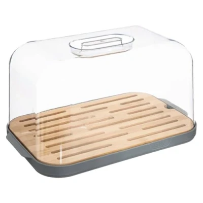 Afbeelding van Broodtrommel met afsluitbare klep 28 x 18 15 cm Bamboe/kunststof Broodtrommels