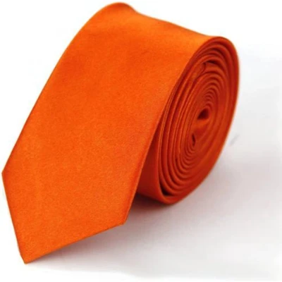 Afbeelding van *** Skinny Stropdas Effen Orange Oranje Gala Netjes Gekleed Diner Bruiloft Jubileum Feestje Koningsdag Holland EK/WK van Heble®