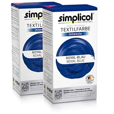 Afbeelding van simplicol Textielverf intens (18 kleuren), koningsblauw 1809 2 pack, donkerblauw: eenvoudig verven in de wasmachine, all 1 complete verpakking