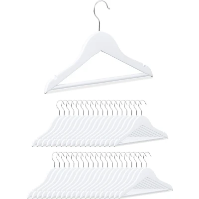 Afbeelding van Relaxdays 40x kledinghangers kinderen hout kinder kleerhanger wit klerenhanger