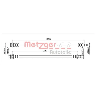 Afbeelding van METZGER 4111791 Remslang Achteras links, rechts, Binnen 315, 287