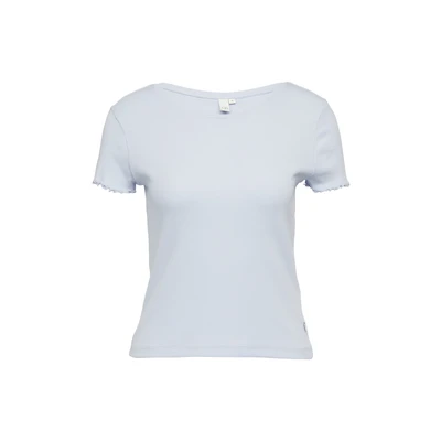 Afbeelding van QS MIT Rundhalsausschnitt Tshirt basic, Dames, Maat: Medium, Hellblau
