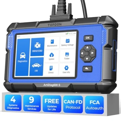 Afbeelding van TOPDON OBD2 Scanner ArtiDiag600S, 8 Reset Service (Oie/BMS/ABS/SAS/EPB/DPF/TPMS/Gasklep) &amp; 4 systeem Diagnostics Tool (AT/ENG/ABS/SRS), volledige Codelezer met Vrije Upgrade, 2 jaar garantie