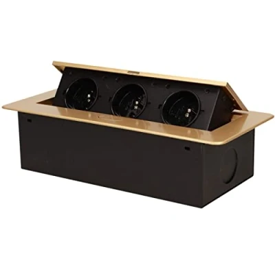 Afbeelding van Orno AE 1336/C Intrekbare Ingebouwde Stekkerdoos 3 Voudig 3600W Type E Franse Zonder kabel Kleur: Goud