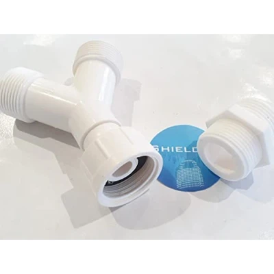 Afbeelding van ShieldUp Wasmachine Vaatwasser Appliance Y Piece Inlet Hose Splitter Plus Connector 3/4&quot;, Wit, 3x3x3