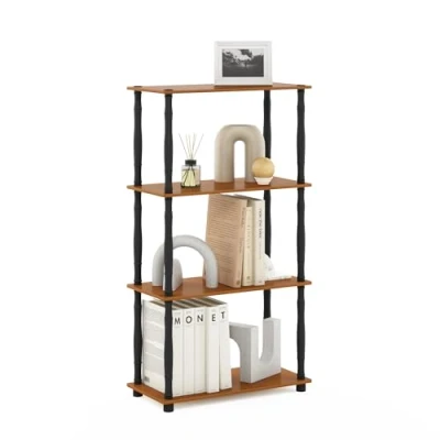Afbeelding van Furinno Turn N Tube 4 laags multifunctioneel plankenrek met klassieke buizen, licht kers/zwart