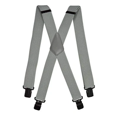 Afbeelding van Olata Heren Bretels met Extra Brede Banden, X vorm Ontwerp en Zwarte Clips 4 cm. Lichtgrijs