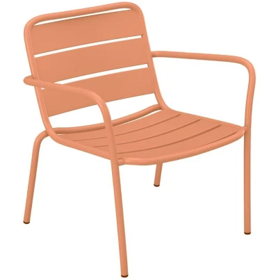 Afbeelding van Vente unique Opstapelbare lage tuinfauteuil van metaal Perzikkleurig MIRMANDE MYLIA L 60 cm x H 71.5 D 67.5