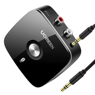 Afbeelding van UGREEN Bluetooth 5.1 aptx HD audioadapter voor stereosysteem draadloze ontvanger met lage latentie RCA aansluiting, HiFi dubbele koppeling mobiele telefoon enz.