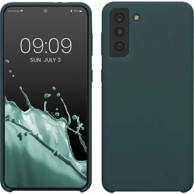 Afbeelding van kwmobile telefoonhoesje geschikt voor Samsung Galaxy S21 Plus Hoesje met siliconen coating Smartphone case in blauwgroen