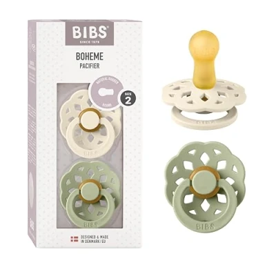 Afbeelding van Bibs Boheme Ivory/Sage 6 18 mnd 2 Stuks Fopspeen 240101
